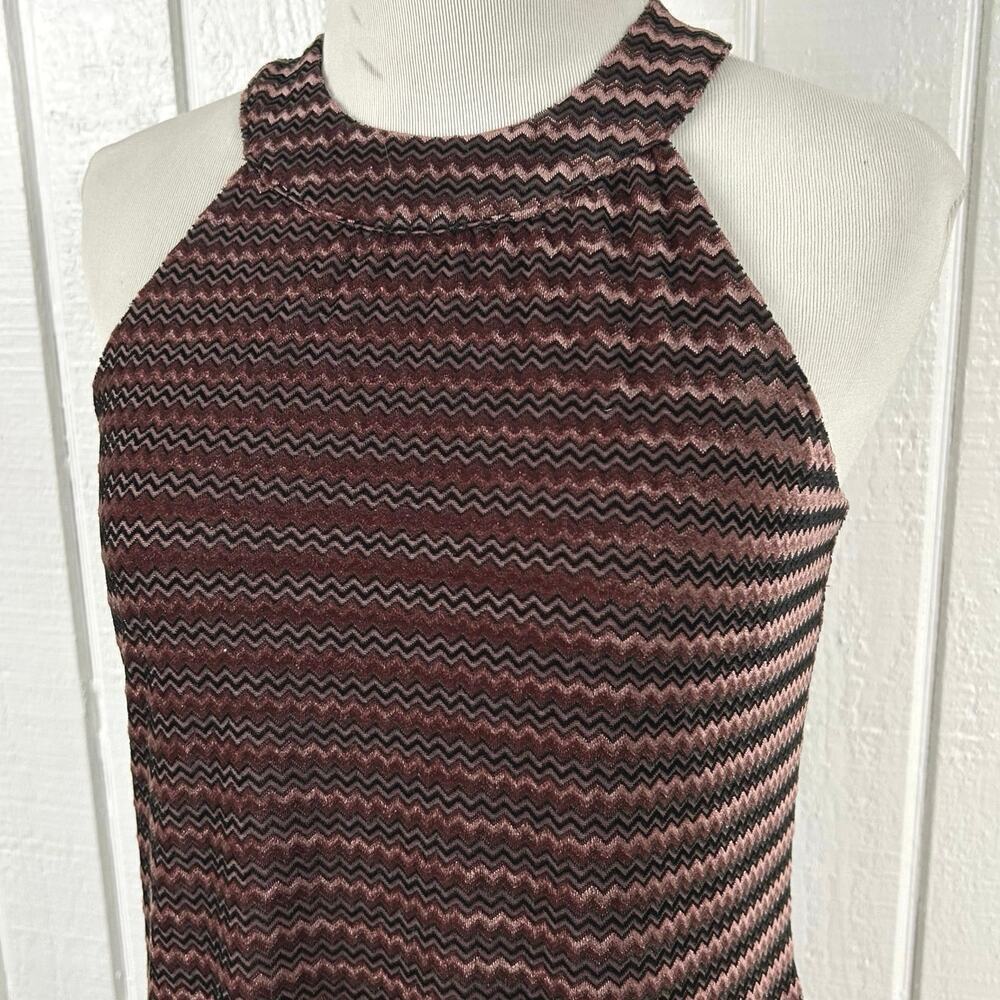 Candies Y2K Velour Chevron Mini Dress Brown Grunge Indie Sleaze Size XS - Picture 3 of 7